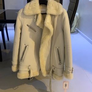 Brand new fur leather biker jacket